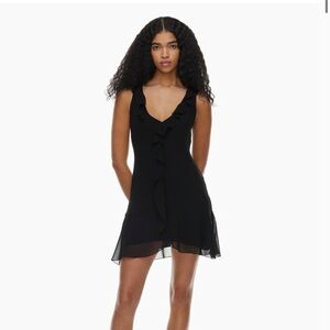 Aritzia Hera dress, excellent condition, size large black, chiffon ruffle dress